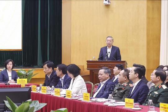 Tổng Bí thư Tô Lâm dự Hội nghị tiếp xúc giữa cử tri với người ứng cử đại biểu Quốc hội khóa XVI tại Hà Nội